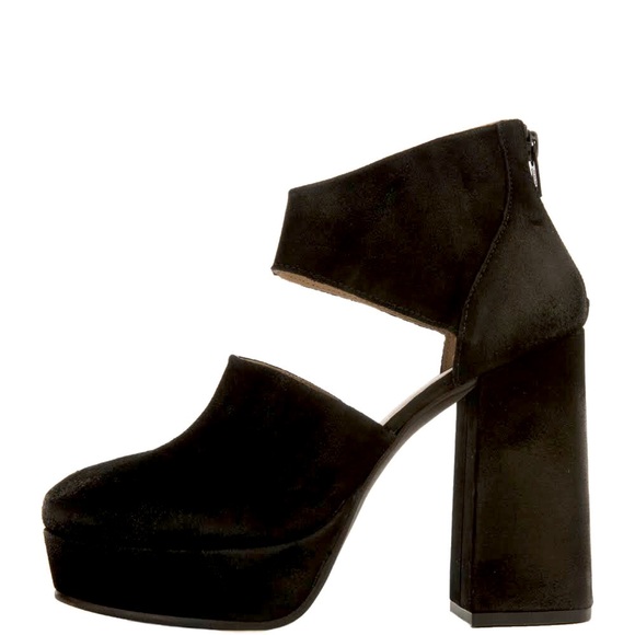 Free People Luxor Platforms round toe cutout black suede platform clog heels - Picture 5 of 12